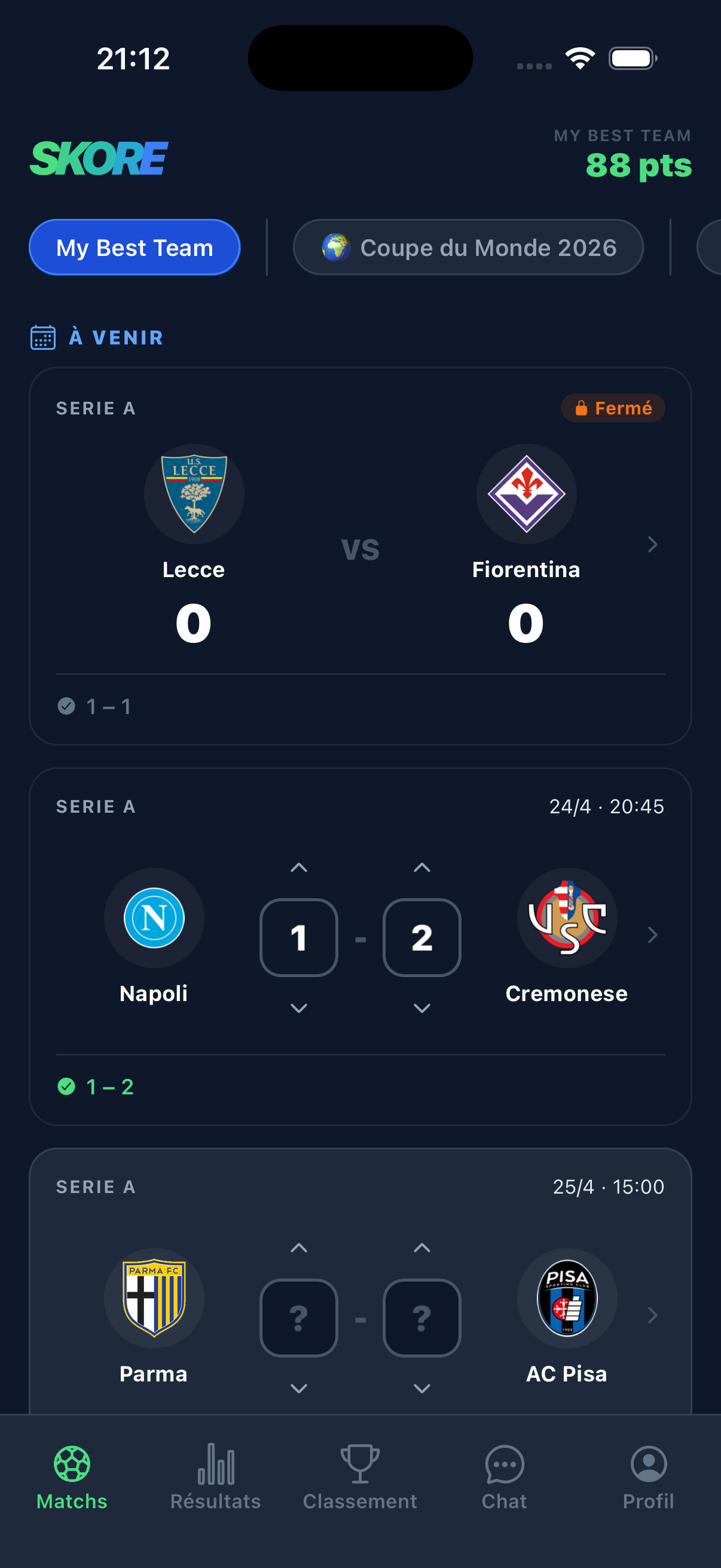 Matchs détail